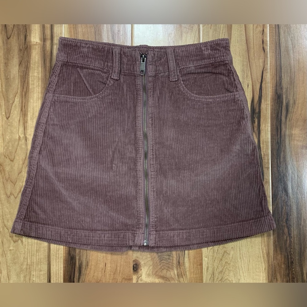 American Eagle Short Skirt Corduroy Super Stretch Purple Fly Zip Womens 00